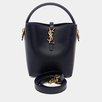 مملوكة مسبقًا Saint Laurent Paris Black Leather Le37 Bucket Bag