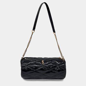 Pre Owned حقيبة سان لوران باريس ميني تيوب جلد براءات اختراع أسود