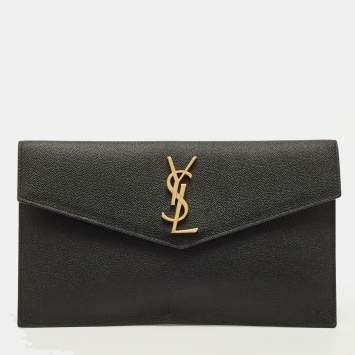 مملوكة مسبقًا Saint Laurent Uptown Black Leather Clutch