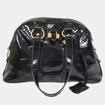 Pre Owned Saint Laurent Crocodile Embossed Patent Muse Bag