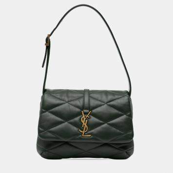 مملوكة مسبقًا Saint Laurent Paris Green Quilted Lambskin Le 57 Diamond Shoulder Bag