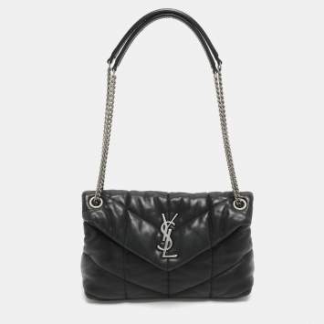 مملوكة مسبقًا Saint Laurent Puffer Small Black Quilted Leather Chain Shoulder Bag