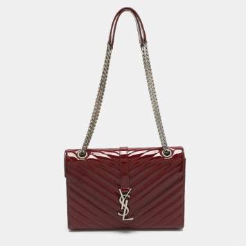 مملوكة مسبقًا Saint Laurent Cassandre Medium Burgundy Matelassé Leather Flap Bag