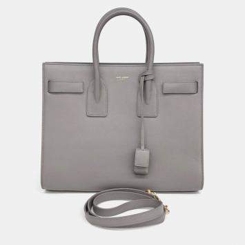 Pre Owned Saint Laurent Paris Grey Leather Sac de Jour Small
