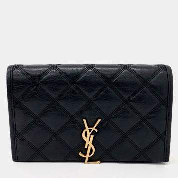 Pre Owned Saint Laurent Paris Black Leather Becky Chain Shoulder Bag