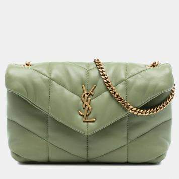 Pre Owned شنطة كروس سان لوران باريس لولو بافر جلد خروف لعبة أخضر