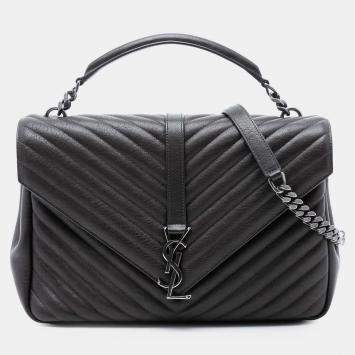 Pre Owned حقيبة سان لوران باريس حقيبة كوليدج شيفرون جلد خراف كبير بني 