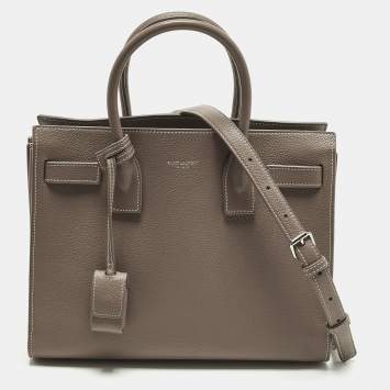 Pre Owned Saint Laurent Classic Sac De Jour Baby Dark Beige Leather Tote