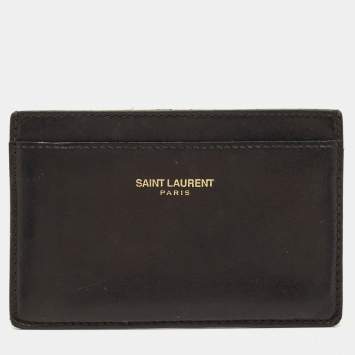 Pre Owned Saint Laurent Black Leather Card Holder