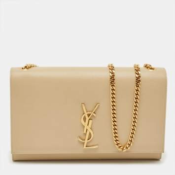 Pre Owned Saint Laurent Kate Medium Beige Leather Shoulder Bag