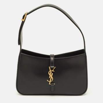 Pre Owned Saint Laurent LE 5 À 7 Black Leather Shoulder Bag