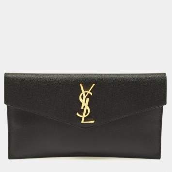 Pre Owned Saint Laurent Uptown Black Leather Pouch