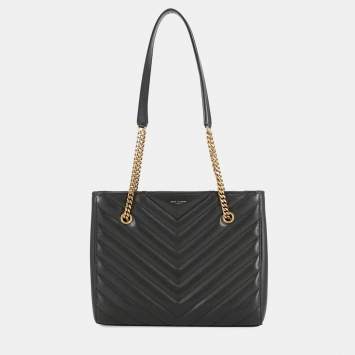 Pre Owned Saint Laurent Paris Tribeca Chain shoulder Bag Black Leather