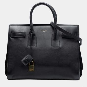 Pre Owned Saint Laurent Paris Black Small Smooth Leather Sac De Jour Satchel