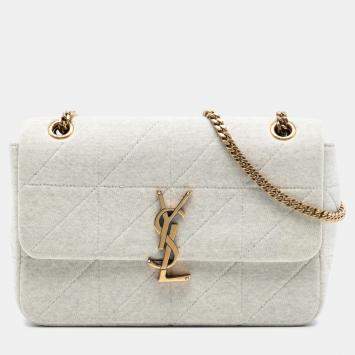 مملوكة مسبقًا حقيبة كروس بودي سان لوران باريس جيمي باتشوورك صوف جيرزي متوسطة بنية