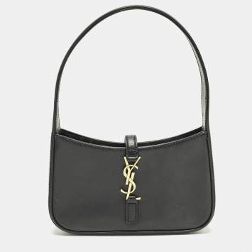 Pre Owned Saint Laurent LE 5 À 7 Mini Black Leather Shoulder Bag