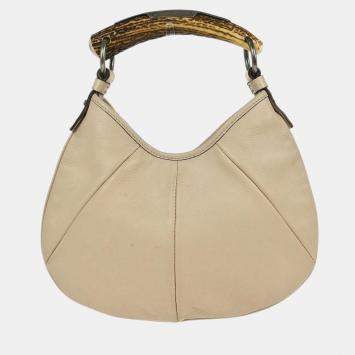 Pre Owned Yves Saint Laurent Beige Medium Mombasa Handbag