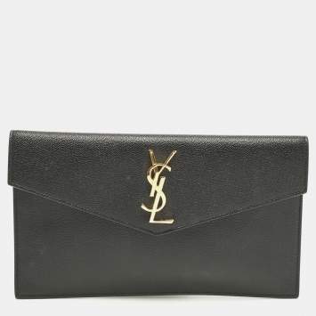 Pre Owned Saint Laurent Uptown Black Leather Pouch