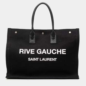 مملوكة مسبقًا Saint Laurent Paris Black Canvas Rive Gauche Tote