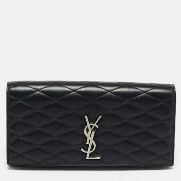 Pre Owned Saint Laurent Kate Black Quilted Leather Clutch