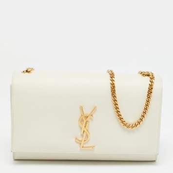 مملوكة مسبقًا Saint Laurent Kate Medium White Leather Shoulder Bag