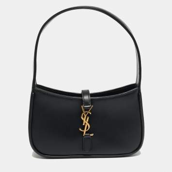 Pre Owned Saint Laurent LE 5 À 7 Mini Black Leather Shoulder Bag