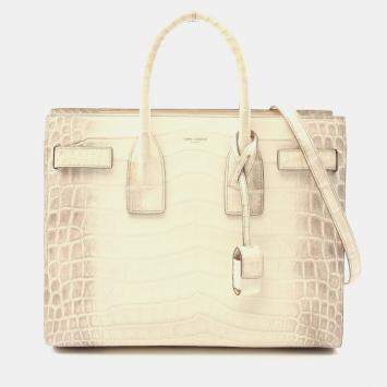 Pre Owned Saint Laurent Sac De Jour Small Handbag Leather Ivory