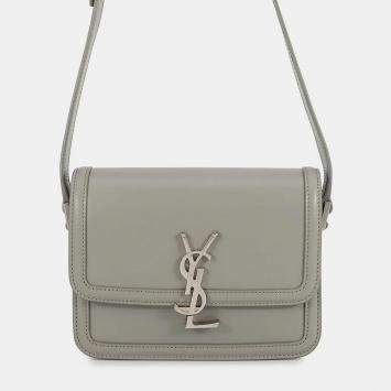 Pre Owned Saint Laurent Paris Solferino Satchel Shoulder Bag Gray Leather Size Small