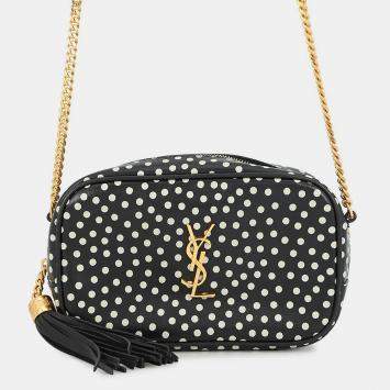 Pre Owned Saint Laurent Paris Lou Tassel Dot Chain shoulder Black Leather