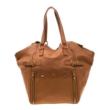 Pre Owned Saint Laurent Brown Leather Large Downtown Tote