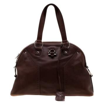 Pre Owned Saint Laurent Brown Leather Large Muse Bag