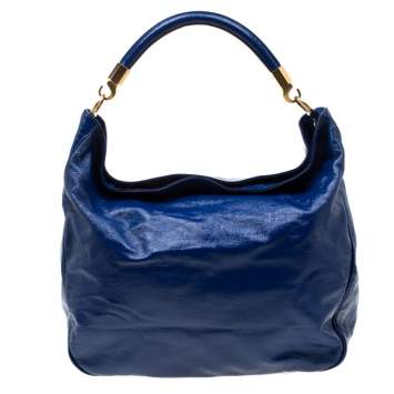 Pre Owned Yves Saint Laurent Royal Blue Patent Leather Roady Hobo