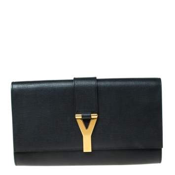 Pre Owned Saint Laurent Black Leather Large Chyc Clutch