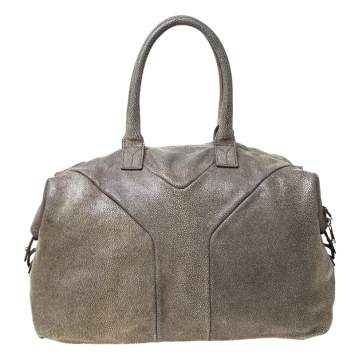 Pre Owned Saint Laurent Grey Stingray Embossed Leather Medium Easy Y Bag