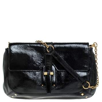 Pre Owned Yves Saint Laurent Black Patent Leather Emma Chain Shoulder Bag