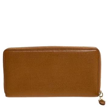 Pre Owned Saint Laurent Paris Yellow Leather Zip Around Wallet