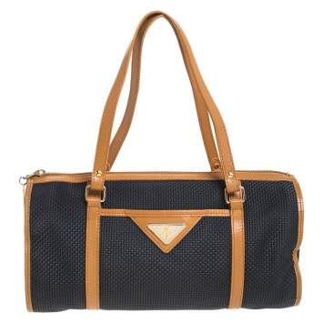 Pre Owned Saint Laurent Black/Brown Vinyl Vintage Boston Bag