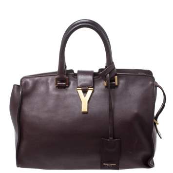 Pre Owned Saint Laurent Burgundy Leather Small Cabas Y-Ligne Tote