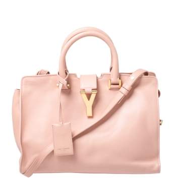 Pre Owned Saint Laurent Pink Leather Small Cabas Y-Ligne Tote