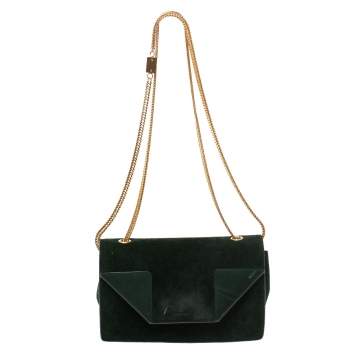 Pre Owned Saint Laurent Green Suede and Leather Betty Shoulder Bag