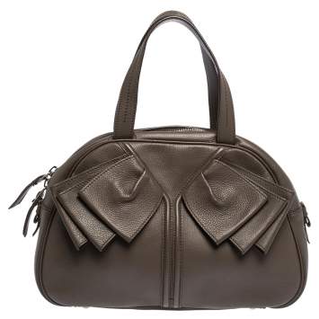 Pre Owned Yves Saint Laurent Brown Leather Obi Bow Satchel 