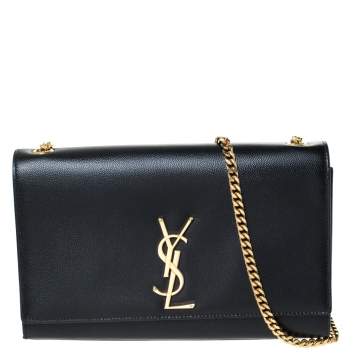 Pre Owned Saint Laurent Paris Black Leather Medium Kate Shoulder Bag