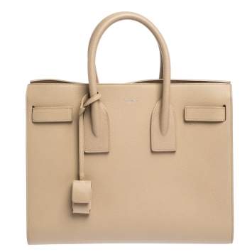 Pre Owned Saint Laurent Beige Leather Small Classic Sac De Jour Tote
