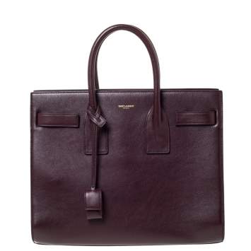 Pre Owned Saint Laurent Burgundy Leather Small Classic Sac De Jour Tote