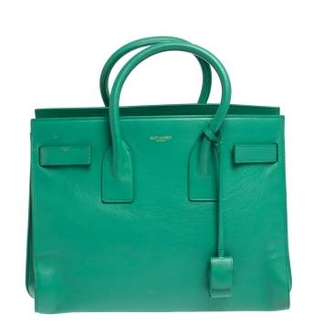 Pre Owned Saint Laurent Green Leather Small Classic Sac De Jour Tote