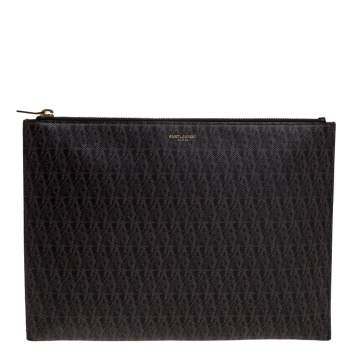 Pre Owned Saint Laurent Coated Canvas Trousse de Toilete Pouch