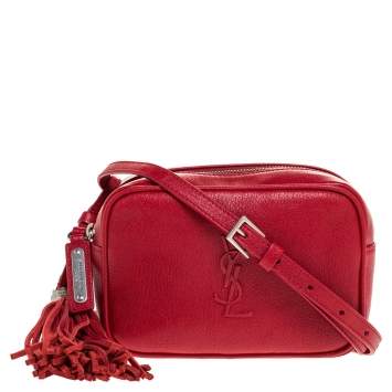 Pre Owned Saint Laurent Paris Red Leather Lou Belt Bag