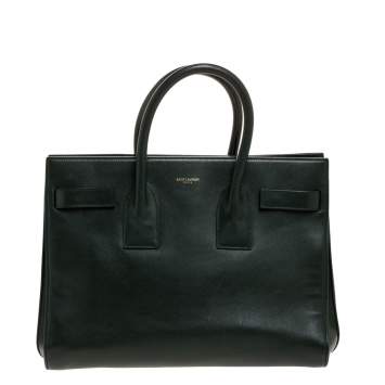 Pre Owned Saint Laurent Dark Green Leather Small Classic Sac De Jour Tote