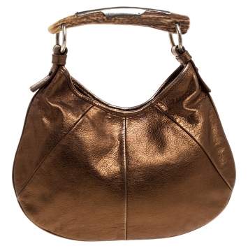 Pre Owned Yves Saint Laurent Golden Brown Leather Mombasa Hobo