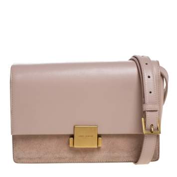 Pre Owned Saint Laurent Pink Leather and Suede Medium Bellechasse Shoulder Bag